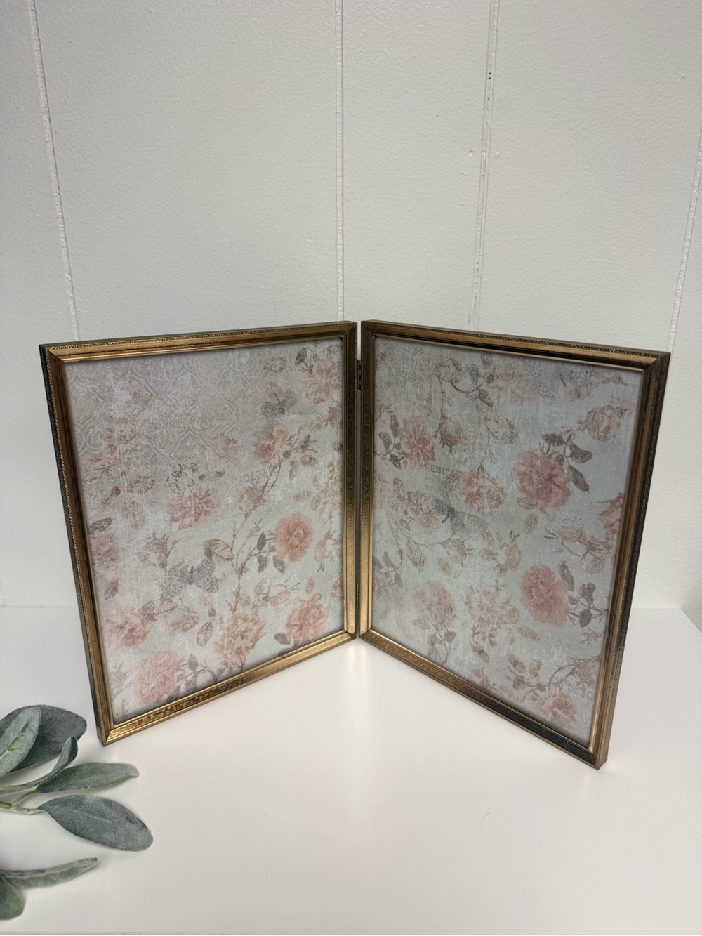 Vintage Goldtone Hinged Double 8x10 Picture Frame | Tabletop Display